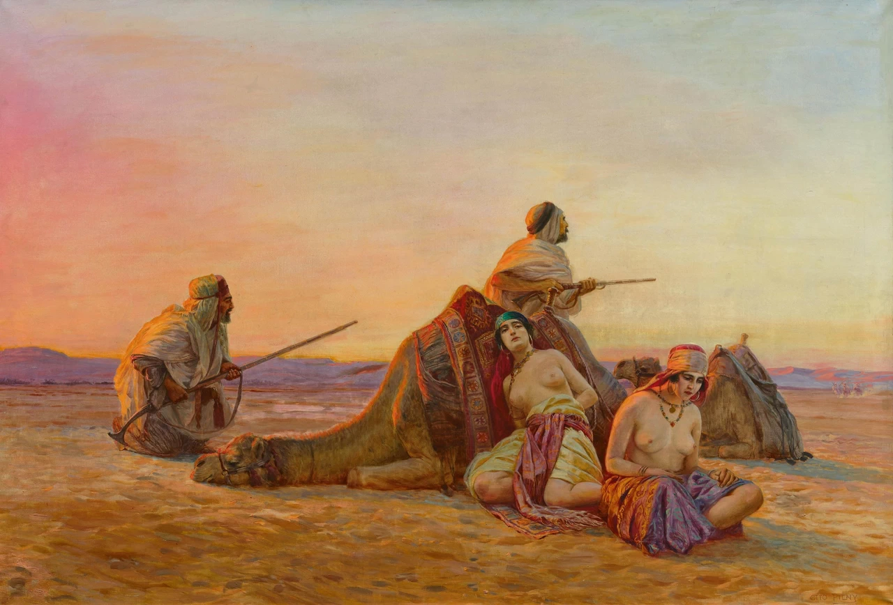 Guerrieri del deserto e ragazze schiave prigioniere